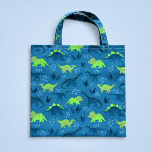 Handgefertigte Kindertasche mit Dinosauriermotiv in Blau