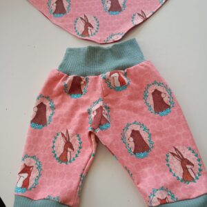 Handgefertigtes Babyset Waldtiere Rosa und Mint Größe 62
