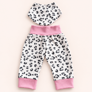 Baby Pumphose mit Halstuch Leopardenmuster Rosa Größe 68