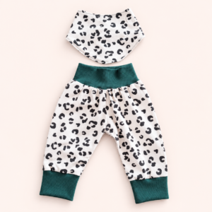 Baby Pumphose mit Halstuch Leopardenmuster Grün Größe 62